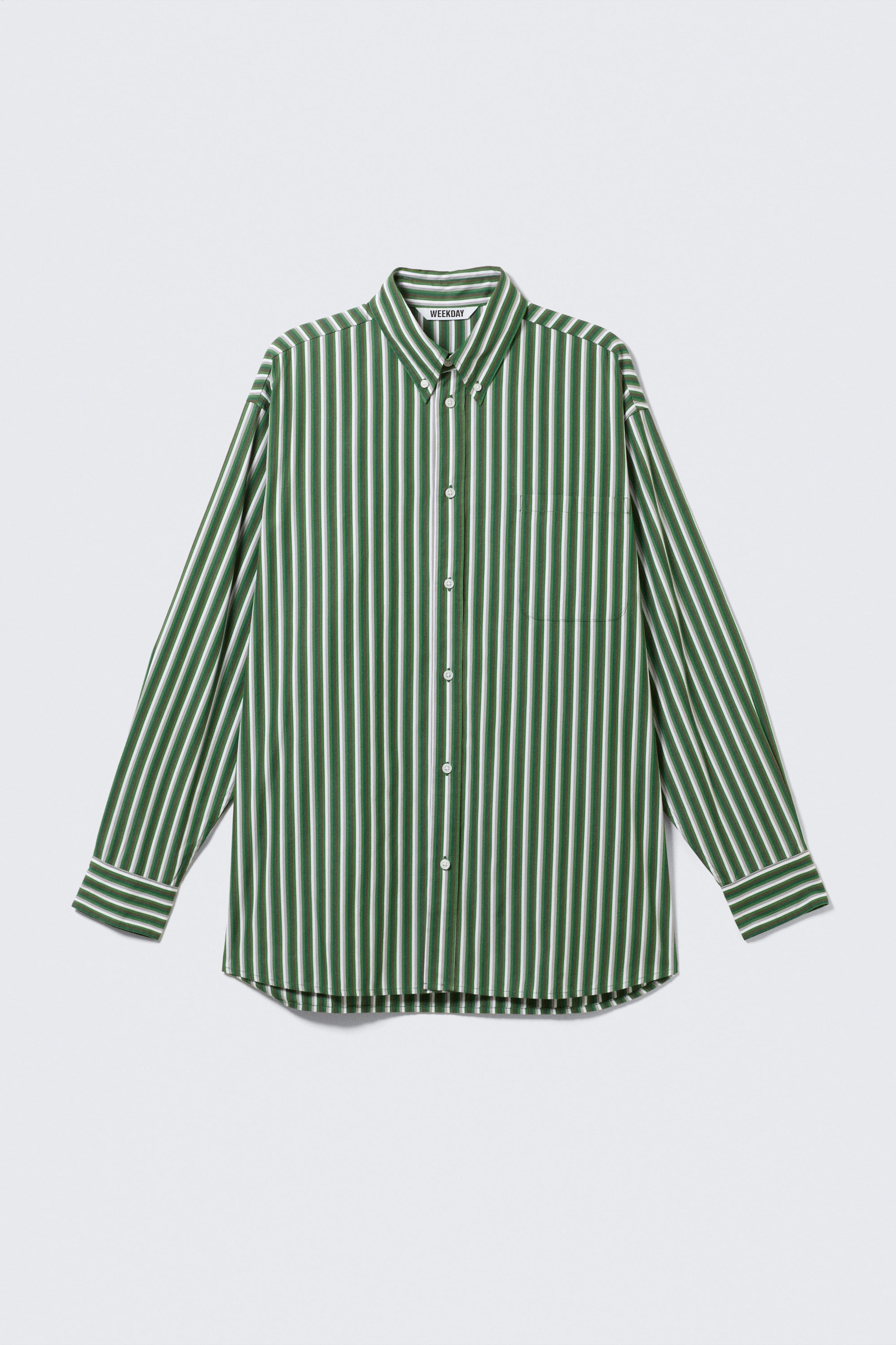 Grün gestreift - Gestreiftes Button-Down-Hemd mit Oversize-Passform - 4