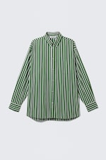 Green Stripe - Oversized Striped Button-Down Shirt - 4