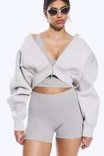 Light Grey - High Waisted Sports Biker Shorts - 1