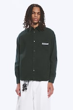 Dark Green - Embroidered Oversized Cotton Shirt - 0