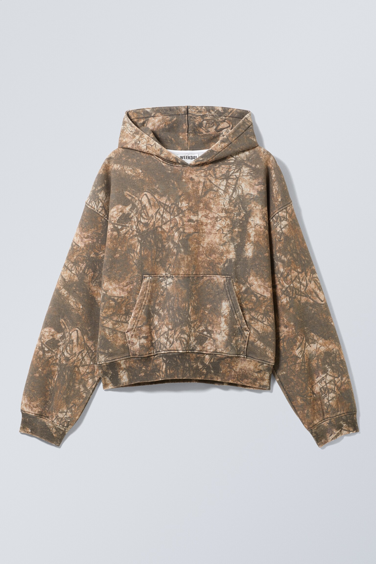 Loose Fit Printed Hoodie - Khaki - Woodland