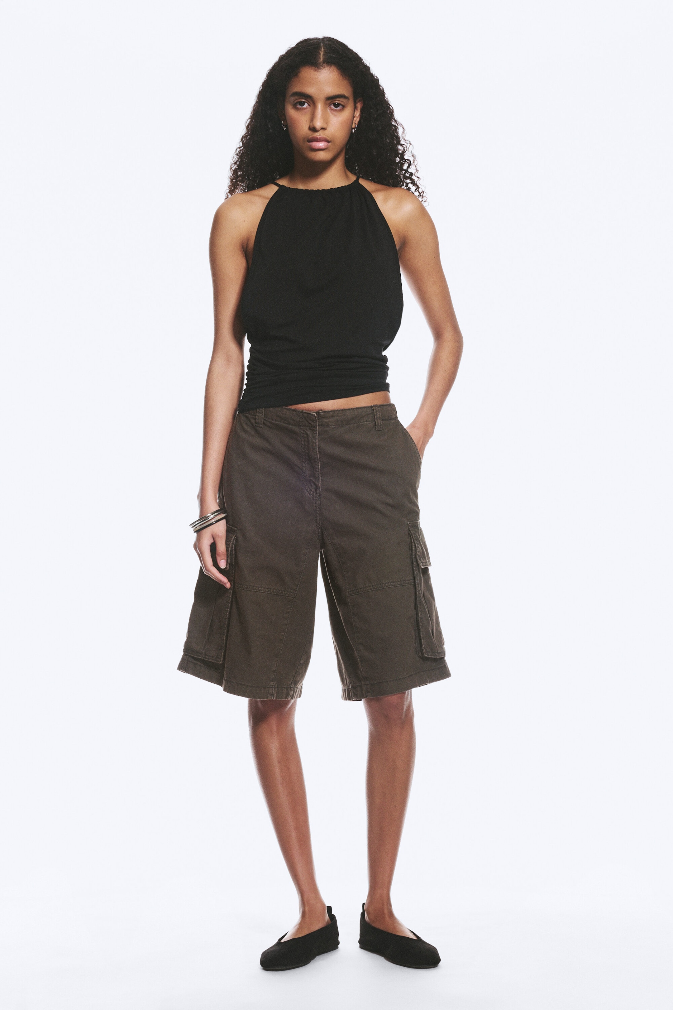 Washed Dark Grey - Short cargo ample taille basse - 1