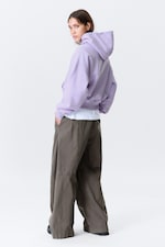 Washed Light Purple - Boxy Cotton Fleece Hoodie - 4