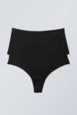 Zwart - Set van 2 zachte Soul strings met hoge taille - 0