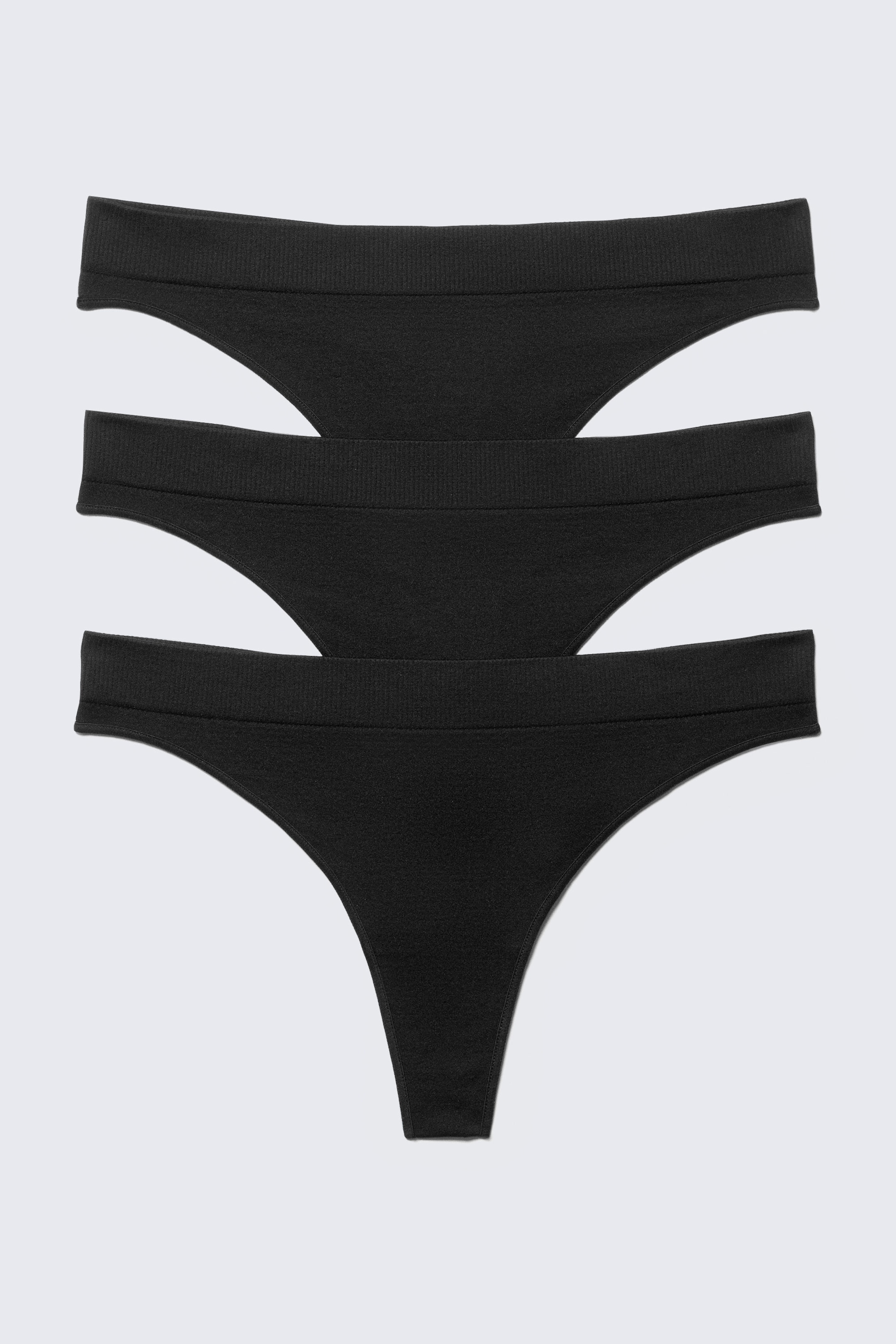 Black - 3-pack Cat Soft Seamless High Rise Thongs - 0