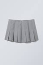 Dusty Grey - Short Pleated Mini Skirt - 0