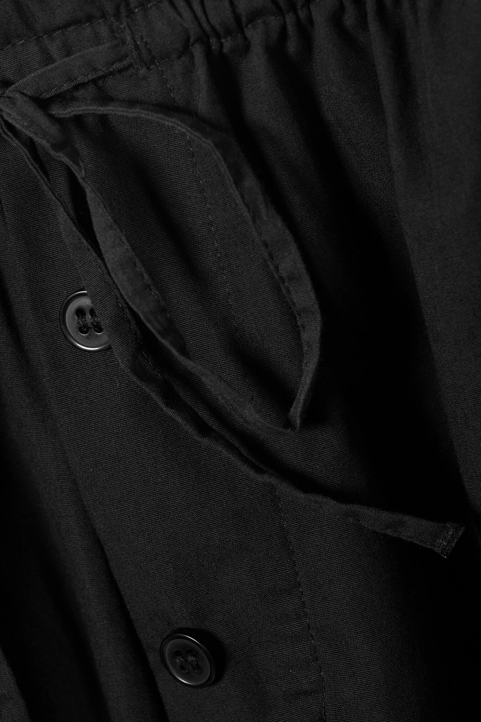 Pantalones con cordón fruncido de tiro bajo - Negro/Blanco roto/Verde caqui claro - 6