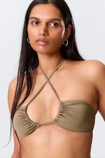 Dusty Mole - Ruched Halter Bandeau Bikini Top - 1