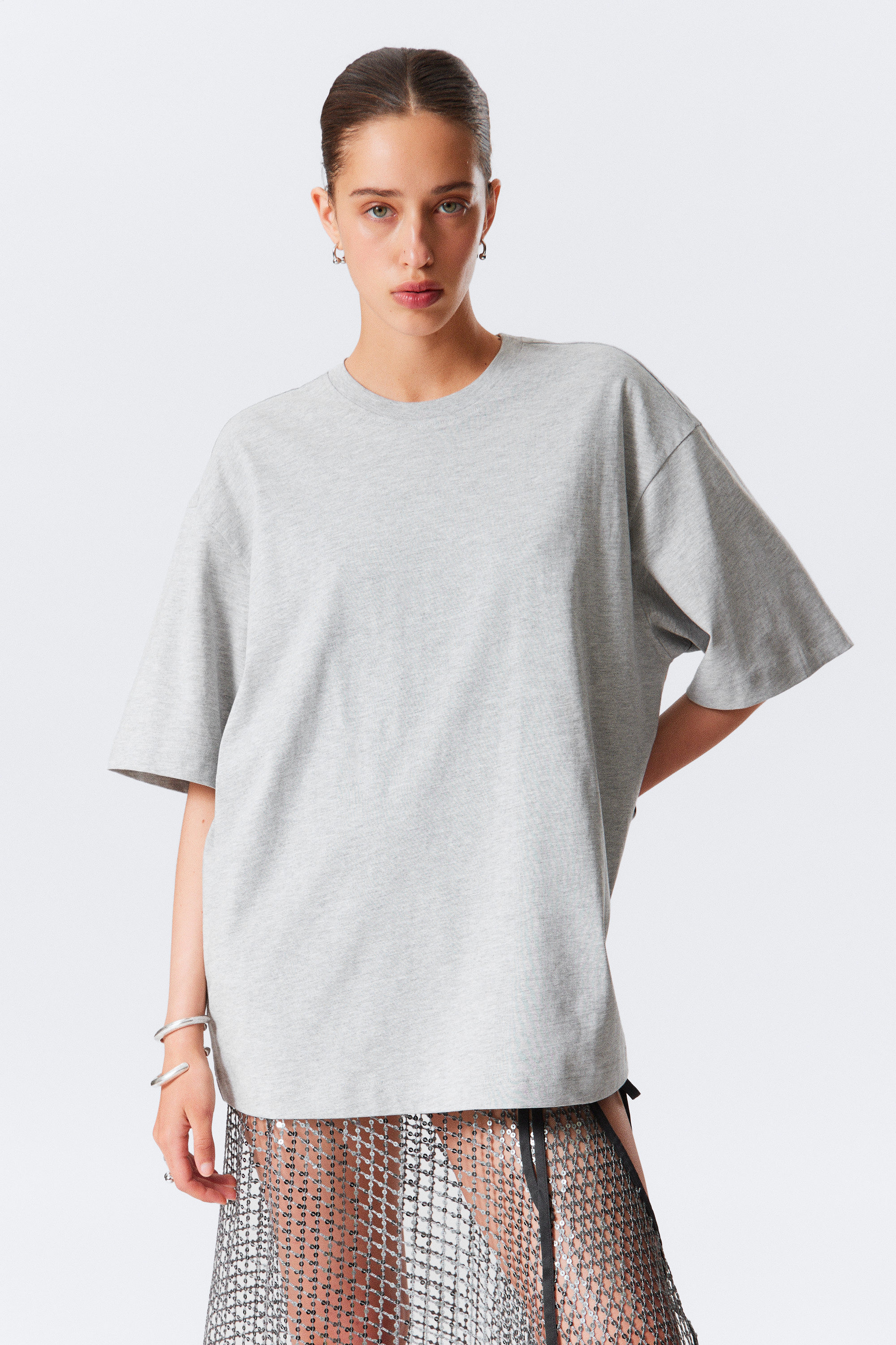 Grey Melange - Oversized T-shirt - 1