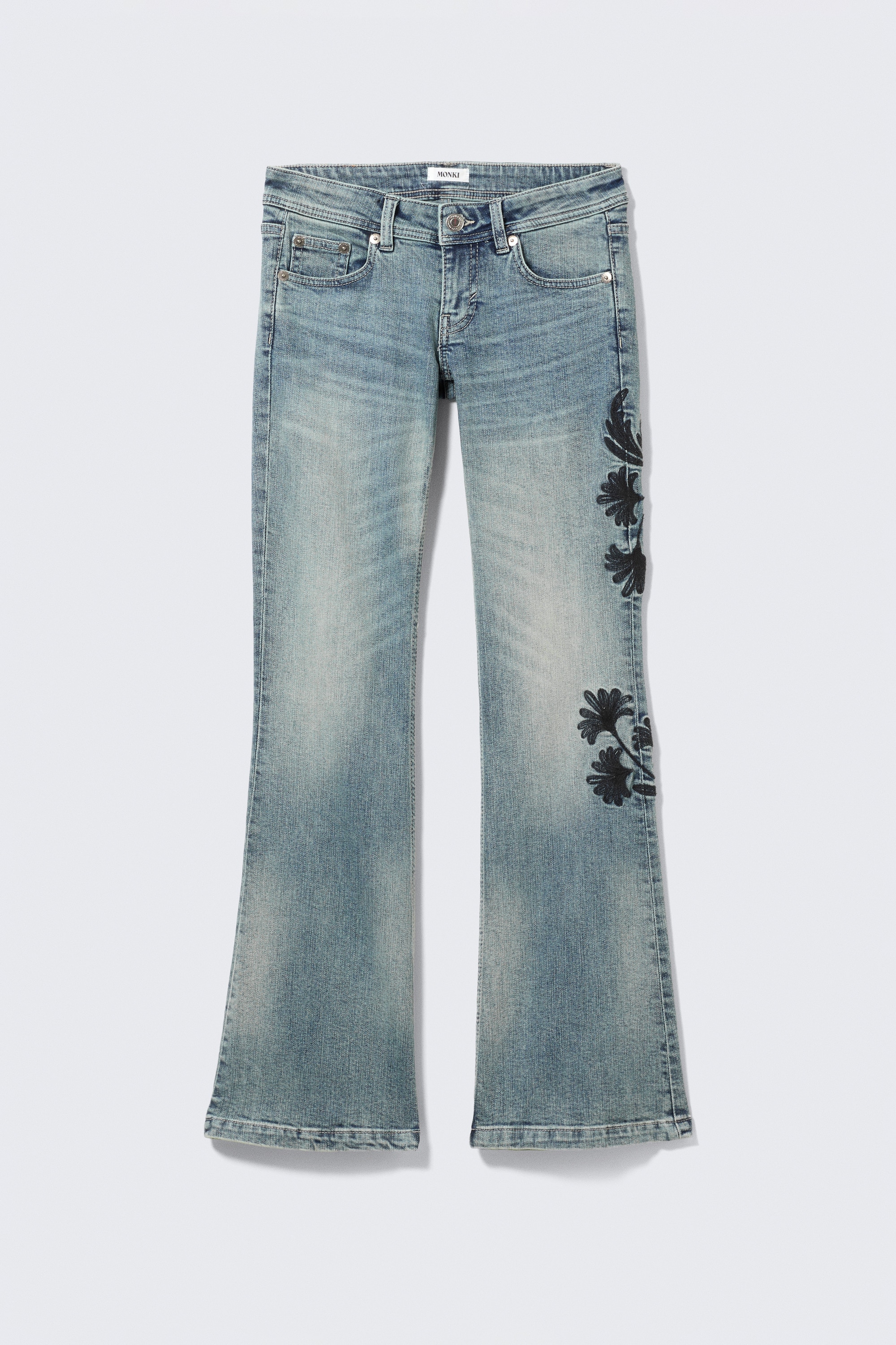 Džíny s nízkým pasem, klasickým střihem a bootcut nohavicemi - Perseus Blue - středně modrá