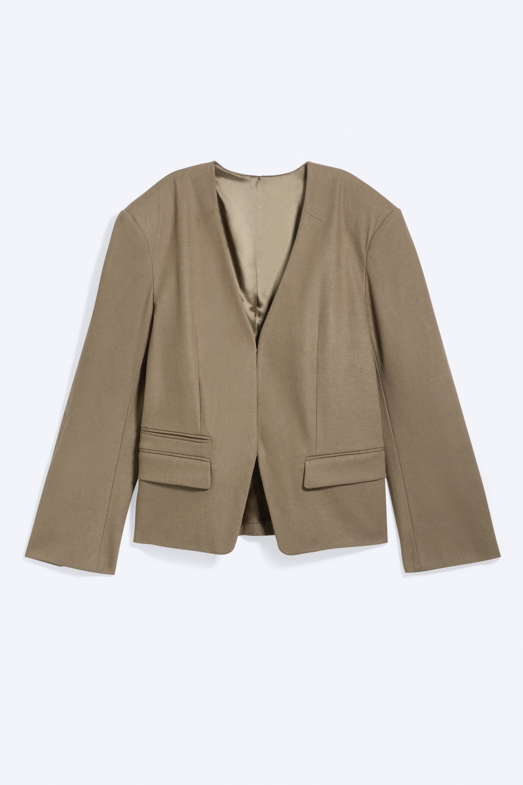 Dark Beige - Relaxed Linen Blend Blazer - 5