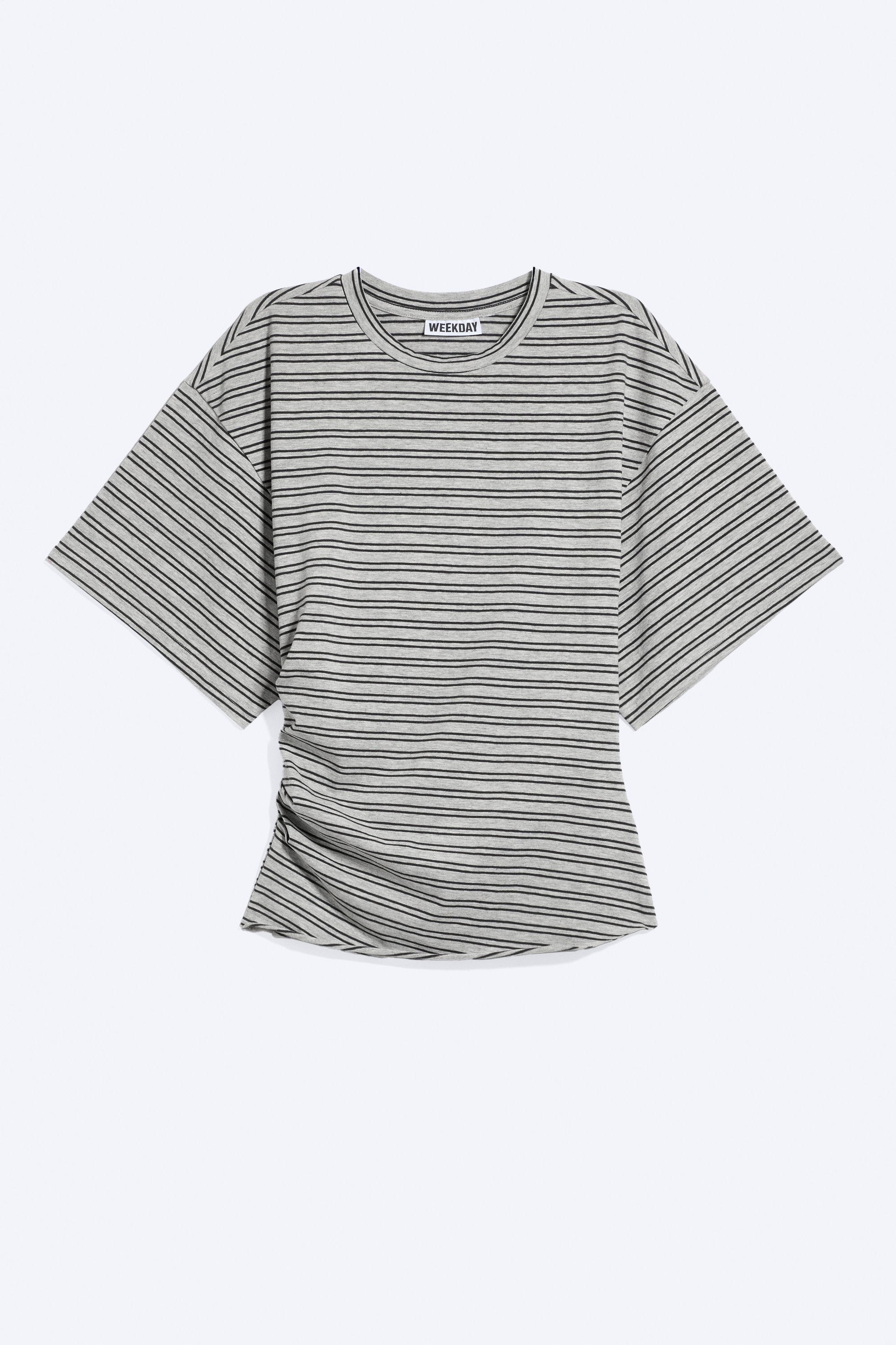 CAMISETA AJUSTADA CON DRAPEADOS - Light Dusty Grey Melange/Blanco/Ciruela empolvada/Negro/Verde caqui empolvado/Negro/Gris jaspeado