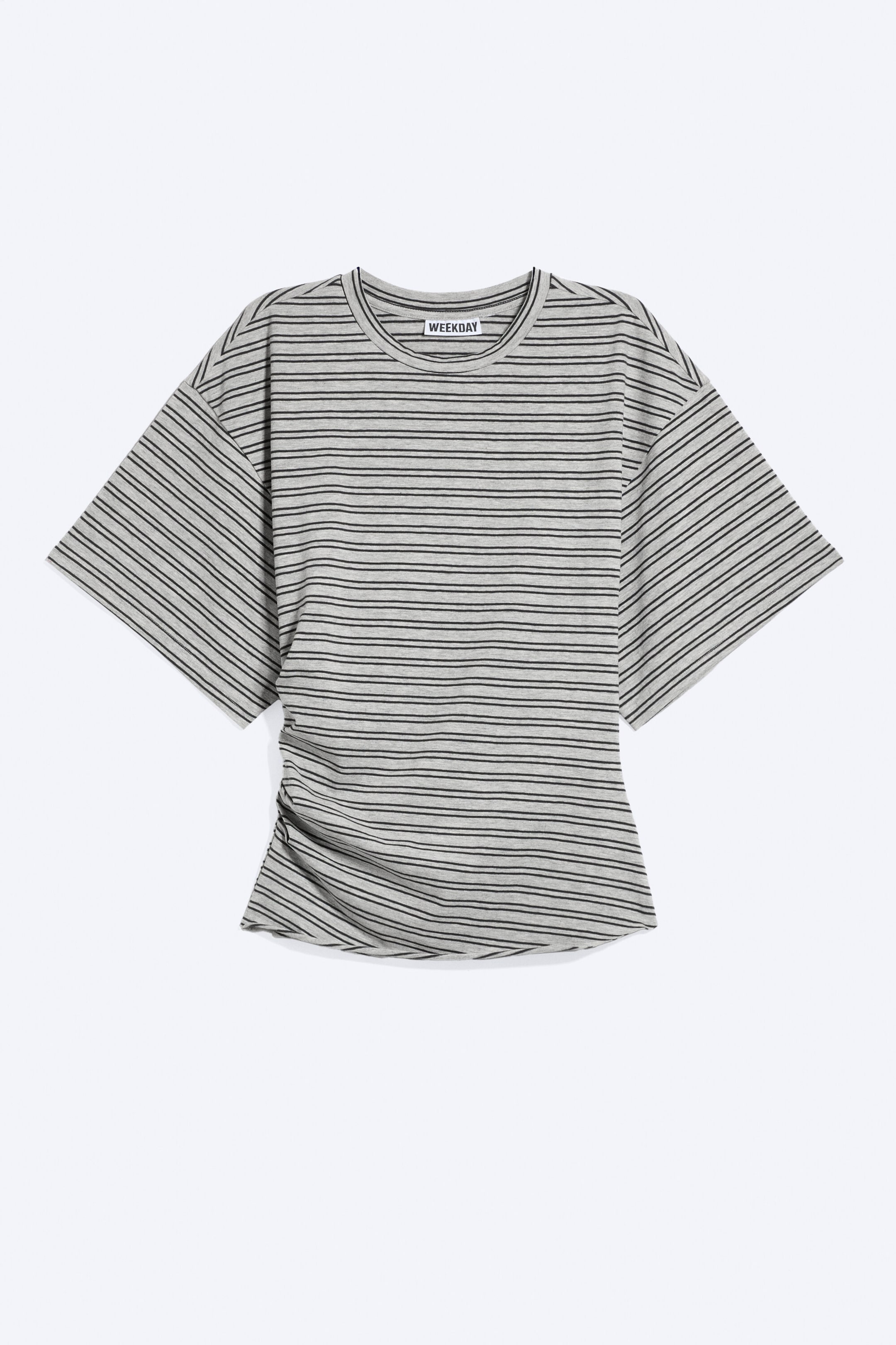 Light Dusty Grey Melange - DRAPED FITTED T-SHIRT - 3