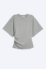 Light Dusty Grey Melange - DRAPED FITTED T-SHIRT - 3