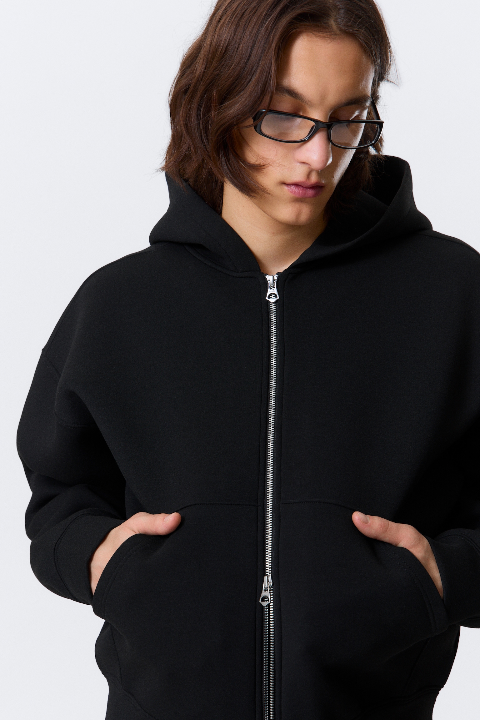Sweat à capuche zippé en scuba Simon - Noir/Gris chiné/Vert foncé/Bleu foncé/Marron foncé - 5