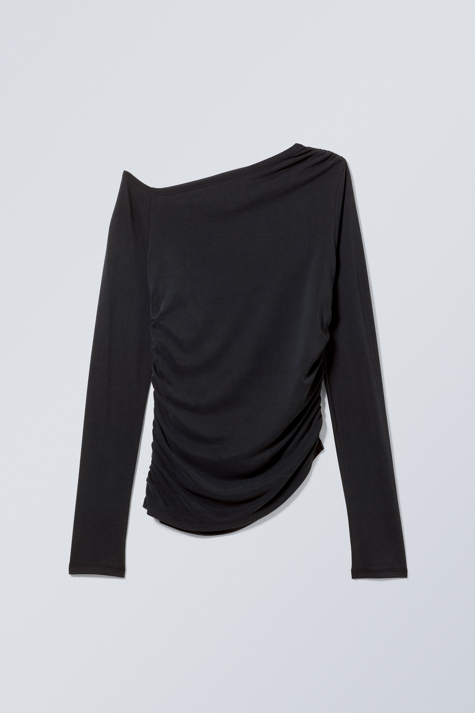 folded off shoulder long sleeve top - Black | Weekday WW