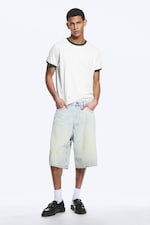 Citizen Blue - Light Blue - Astro Mid Rise Loose Baggy Denim Shorts - 0