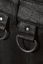 Noir - Jupe mi-longue en cuir synthétique enduit Oda - 2