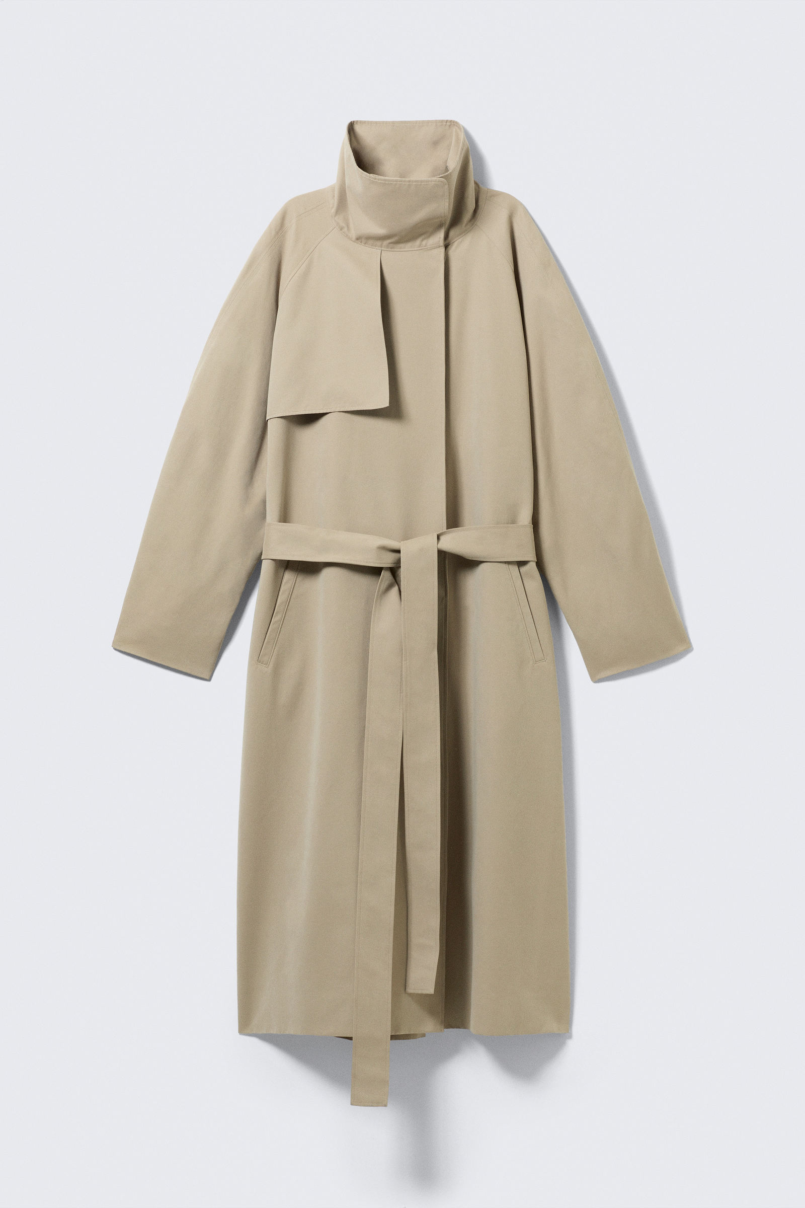 Loose Fit Trench Coat with Funnel Collar