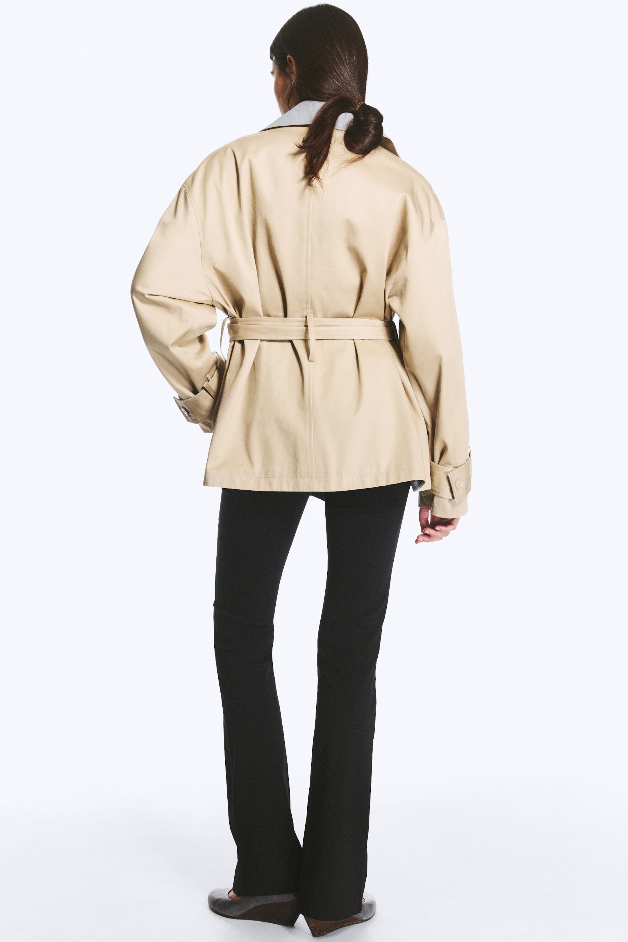 Beige & Light Grey - Trench-coat réversible à double boutonnage - 5