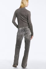 Washed Dark Grey - Ribbed fitted cardigan - 3