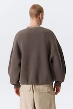 Brown Melange - Oversized Heavyweight Cotton Sweater - 3