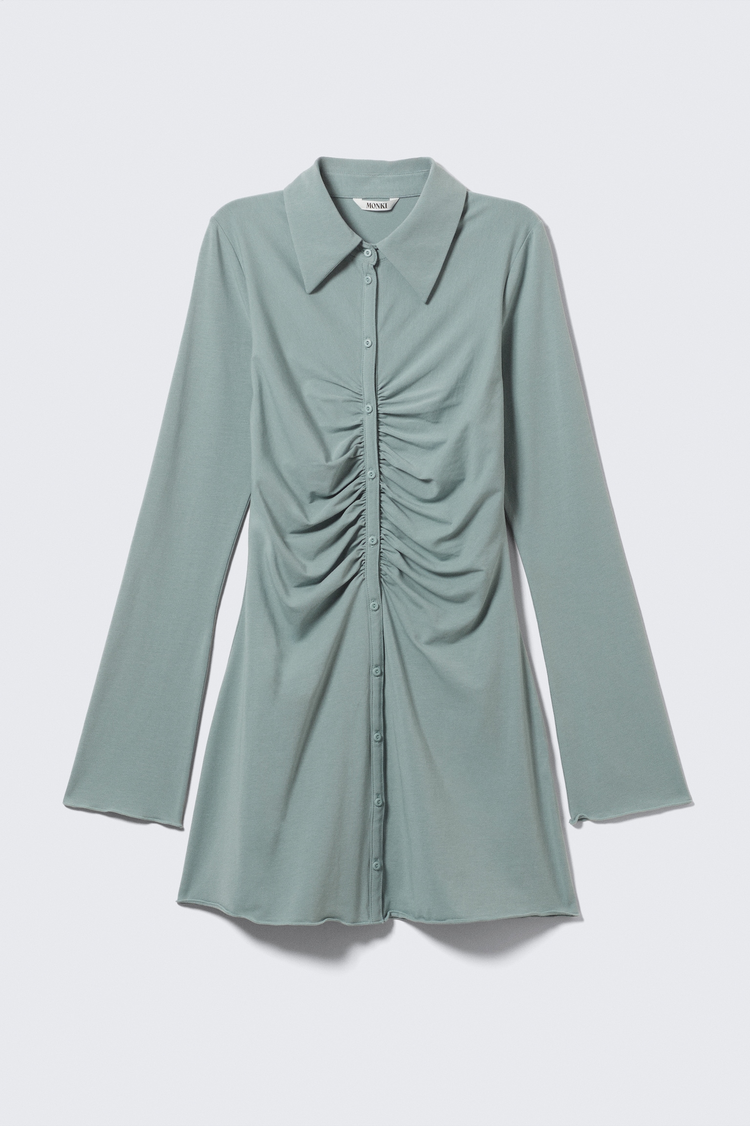 Langarmkleid - Taubenblau/Schwarz - 2