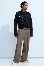 Donkergroen gemêleerd - Oversized pantalon van Uno - 0