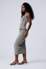 Washed Grey - Slim Midi-length Pencil Skirt - 2