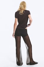 Dunkelbraun - Ausgestellte Hose aus bedrucktem Mesh - 3