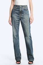 Iron Blue - Mittelblau - Rowe Super High Waisted Regular Straight Jeans - 1