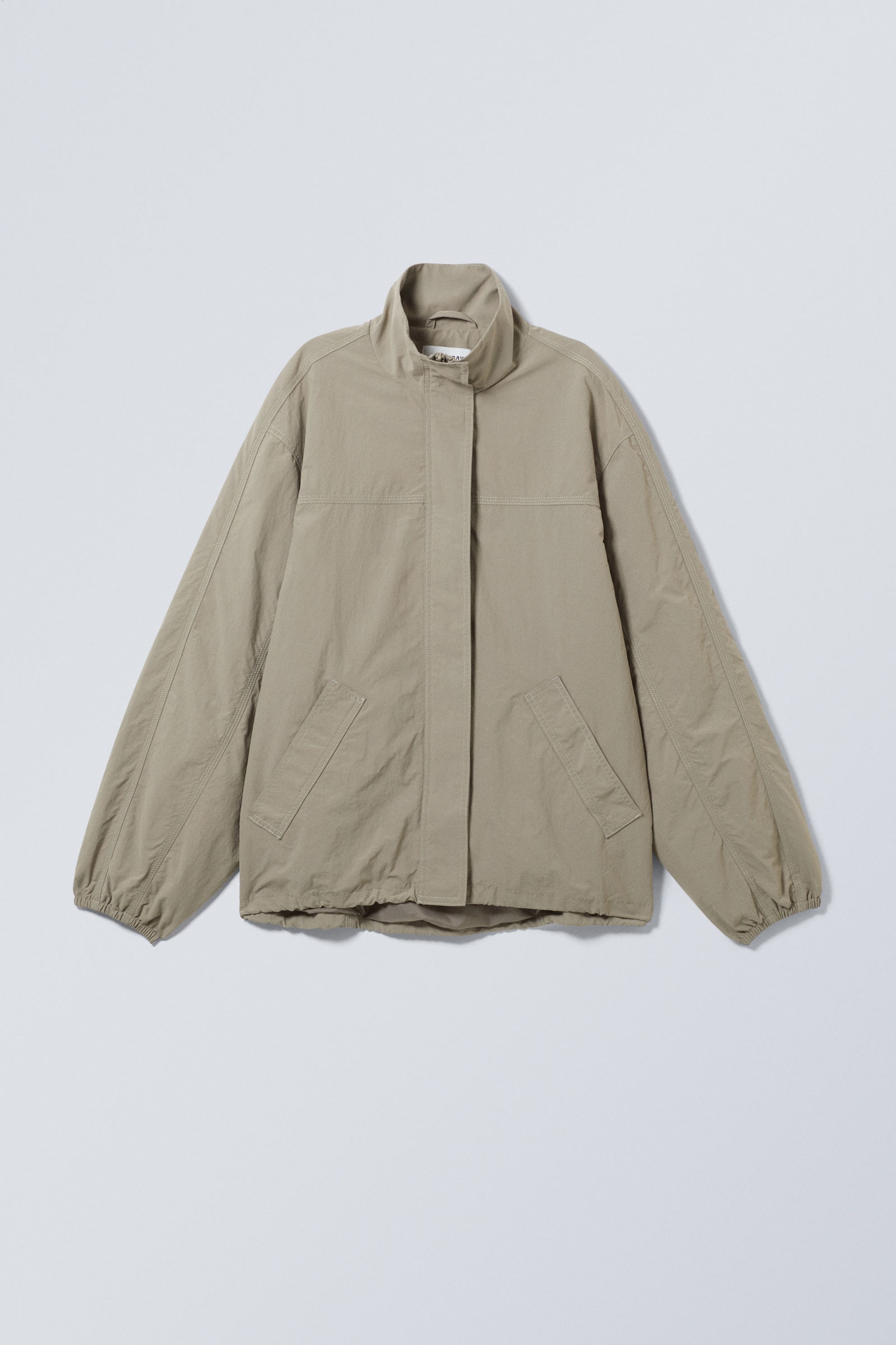Beige - Loose Nylon Windbreaker Jacket - 0