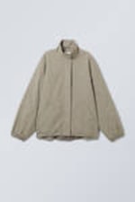 Beige - Loose Nylon Windbreaker Jacket - 0