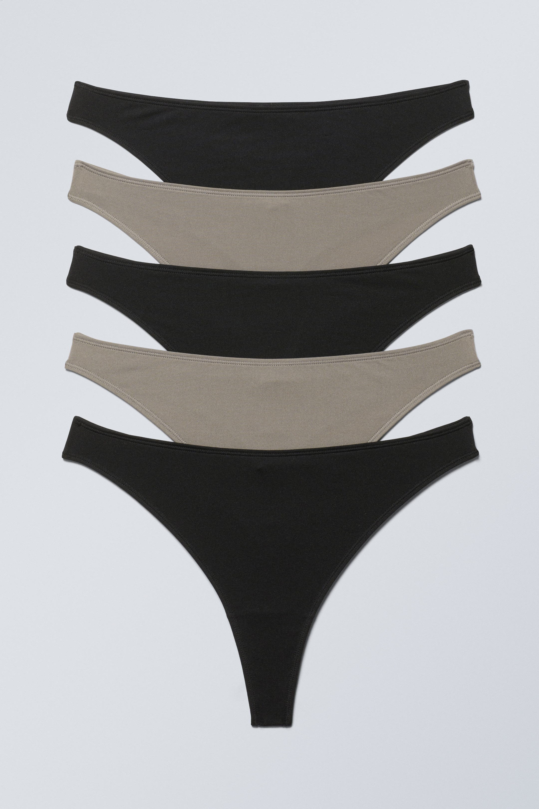 Schwarz/Beige - 5er-Pack Tanga Soul - 0