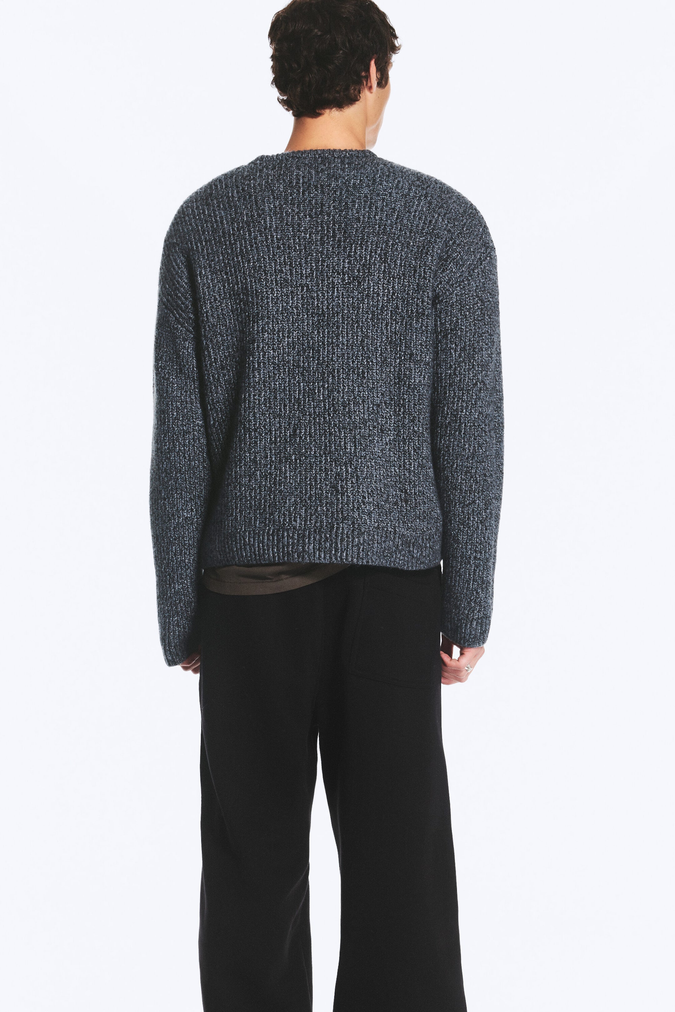 Dark Blue - Chunky knit relaxed sweater - 2