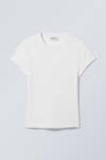 Weiß - Figurbetontes Kurzarm-T-Shirt - 0