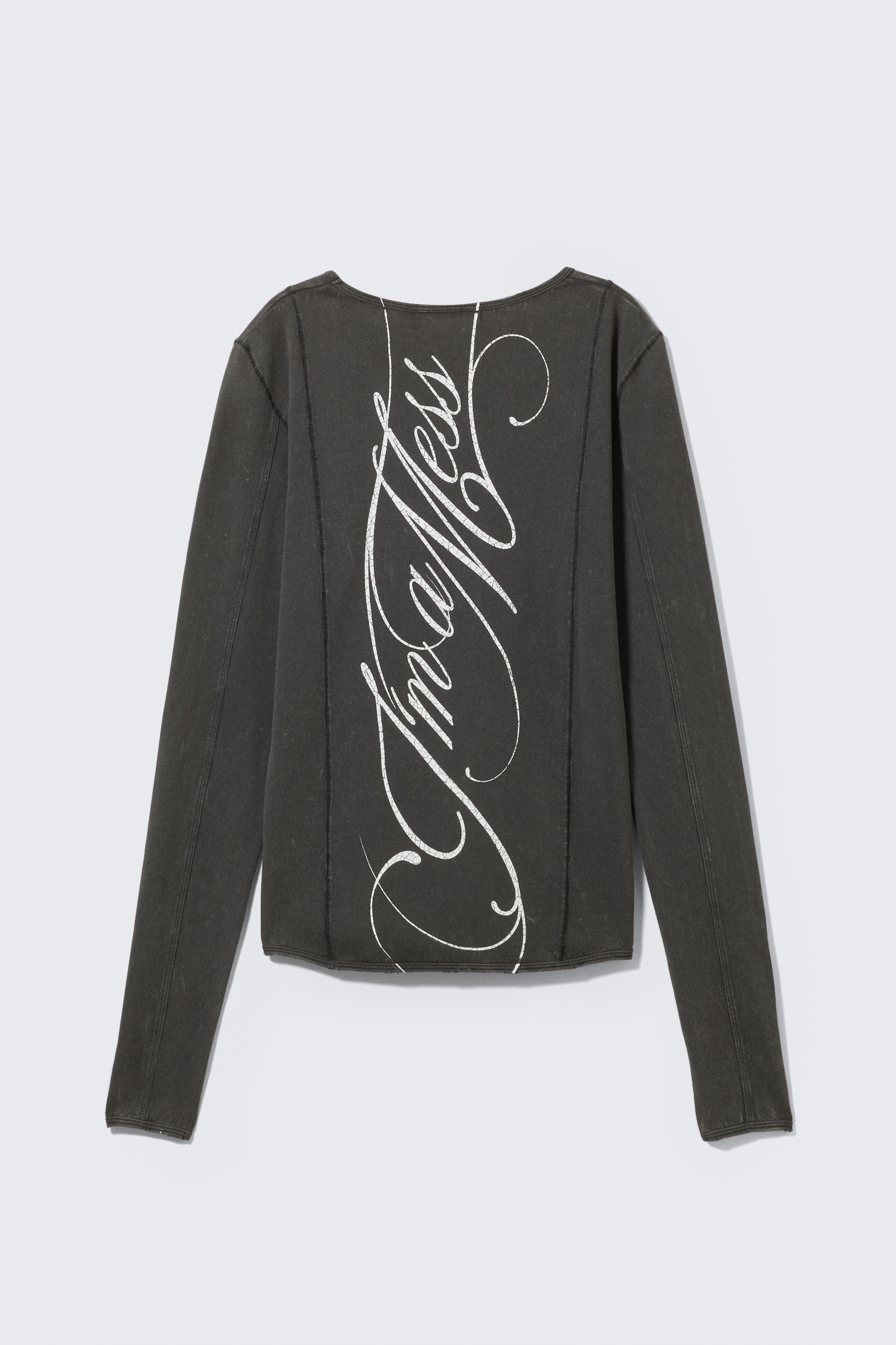 Zobrazit větší obrázek: CM x LB Fitted Long-Sleeved Unisex T-shirt - Washed Black - I'm a Mess - MUŽI | H&M CZ 1