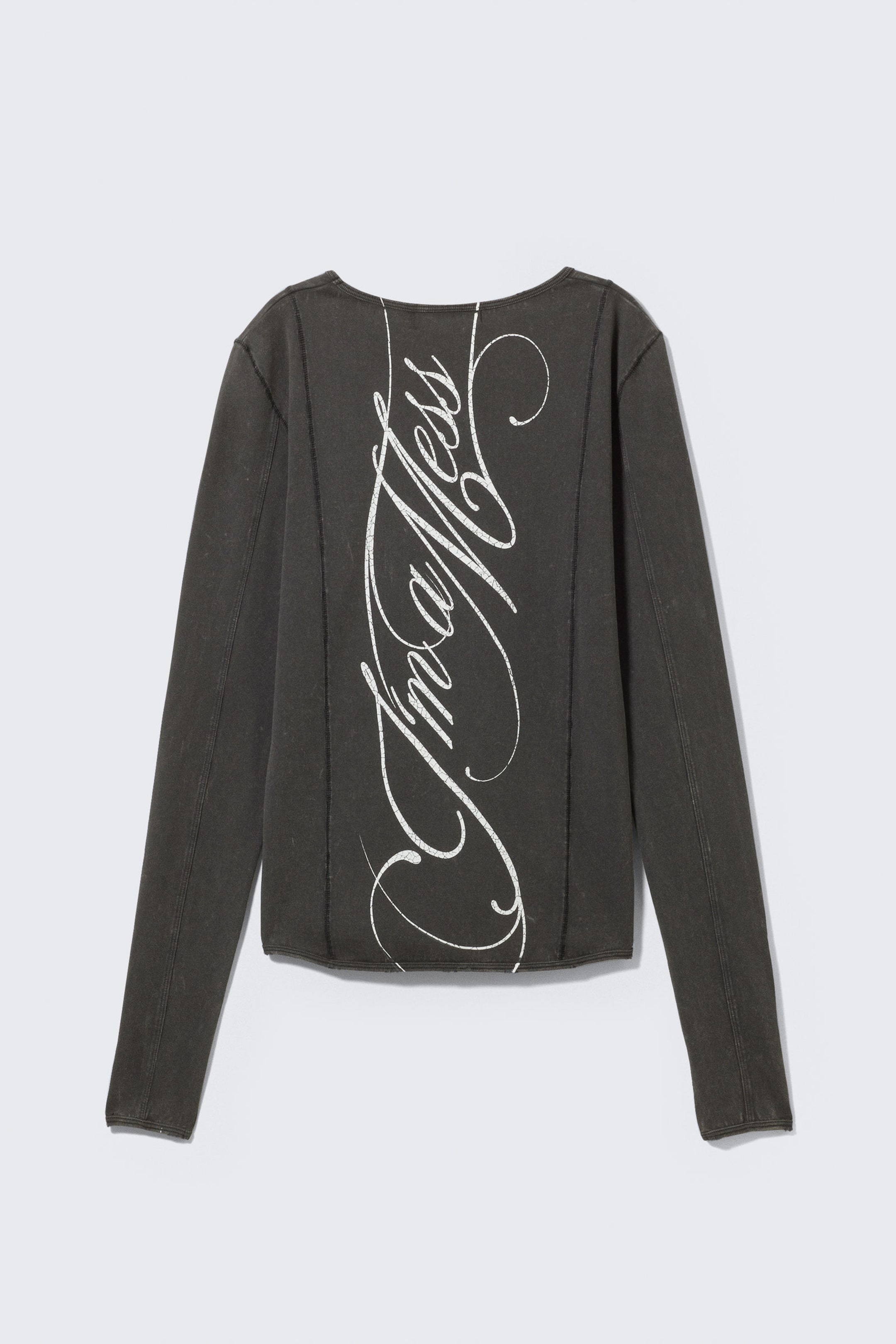 Schwarz washed - "I'm a Mess" - CM x LB körperbetontes Unisex-Longsleeve - 7
