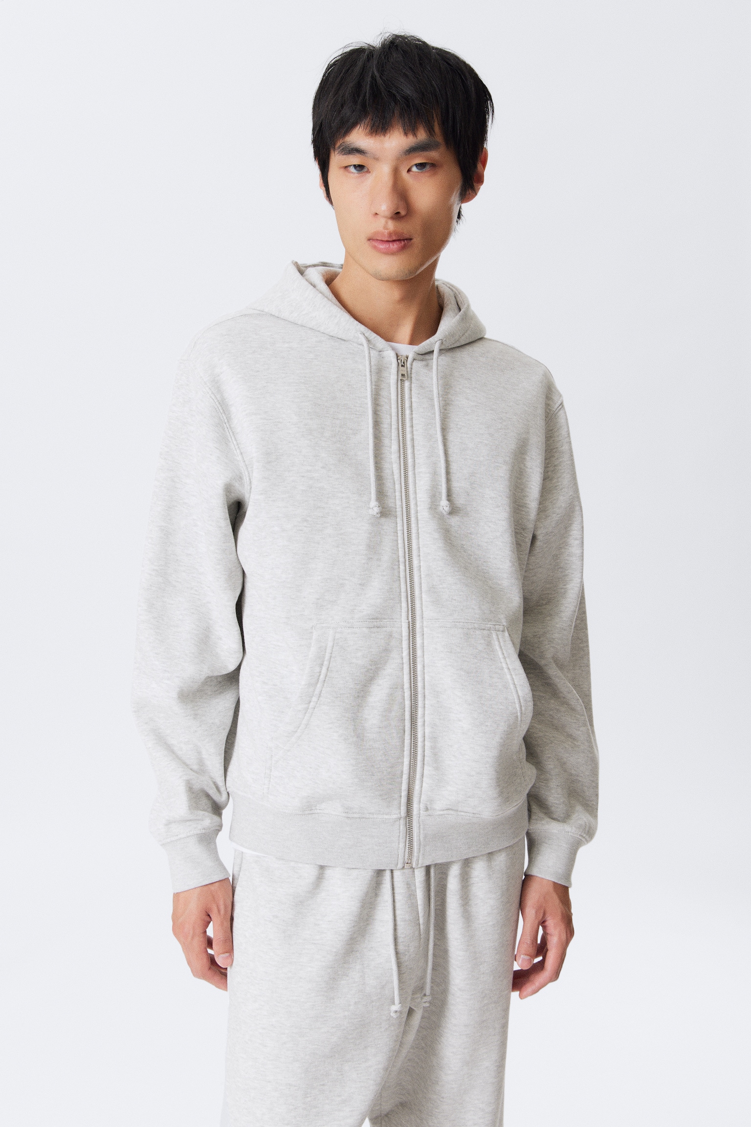 Classic Zip Hoodie - Grey Melange/Black/Navy Blue - 1