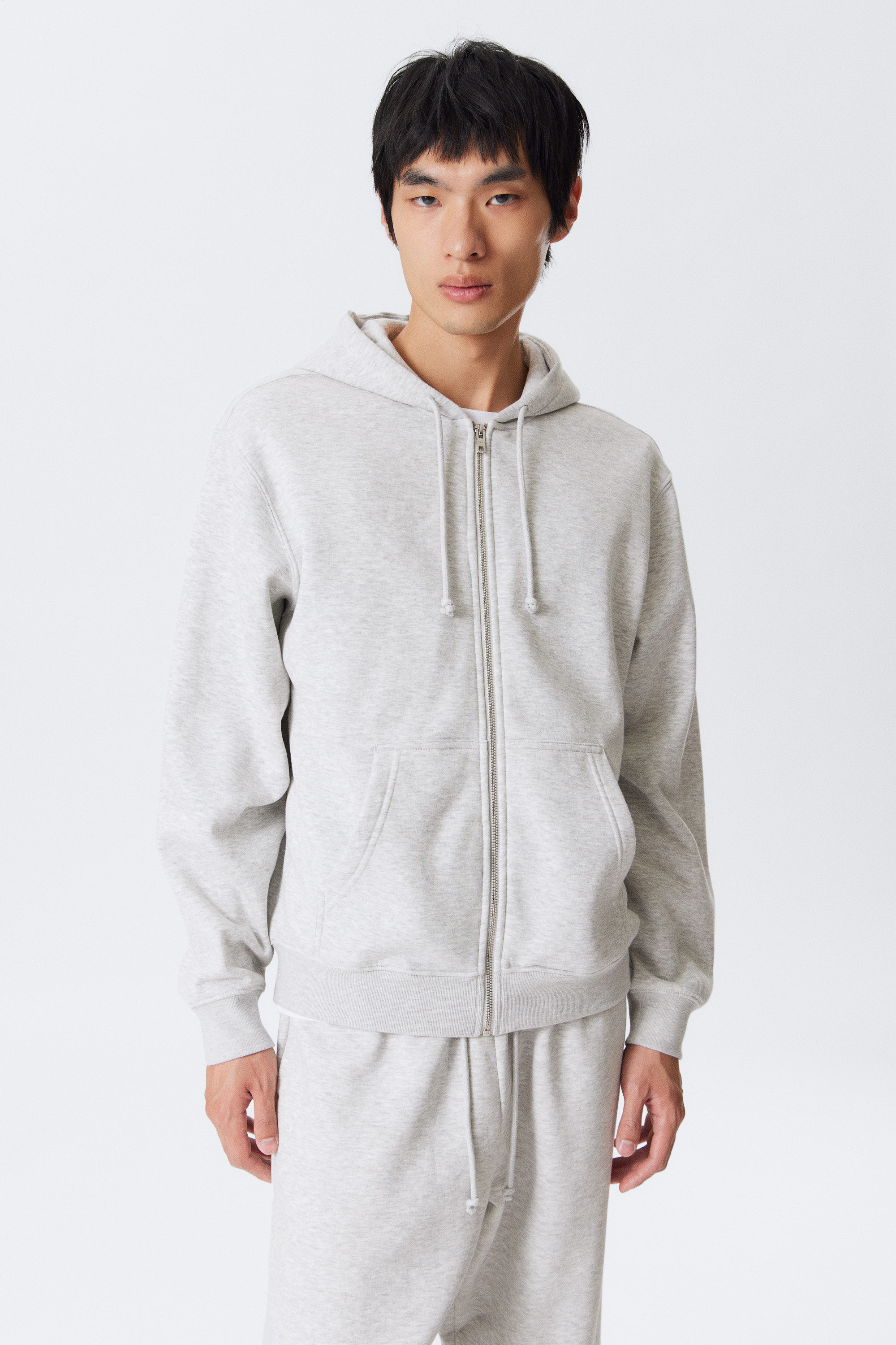 Grey Melange - Classic Zip Hoodie - 1