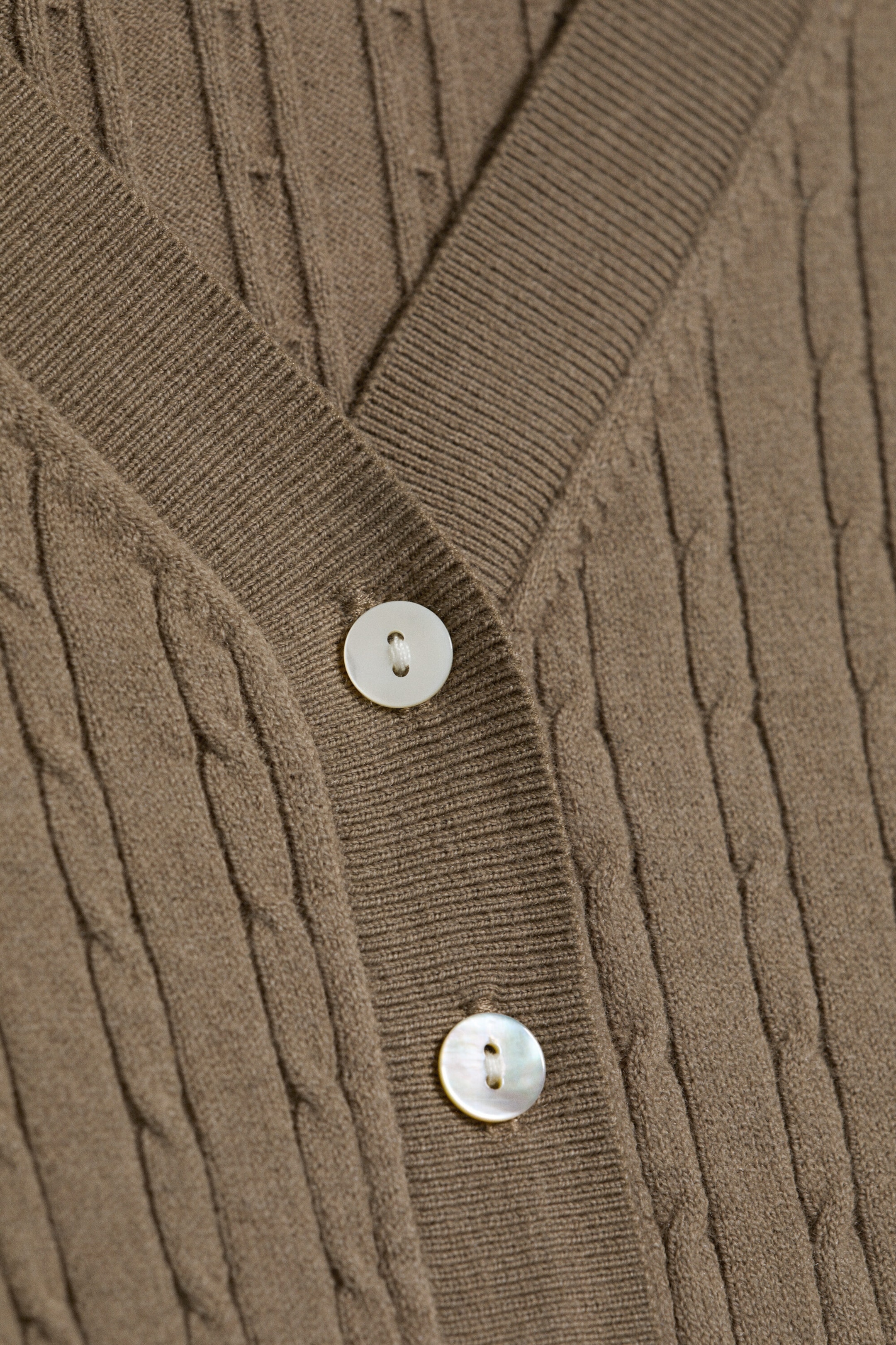 Taupe - Cardigan En Maille À Col V - 4