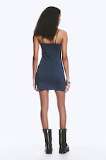 Dark Blue - V-neck Jersey Mini Dress - 2