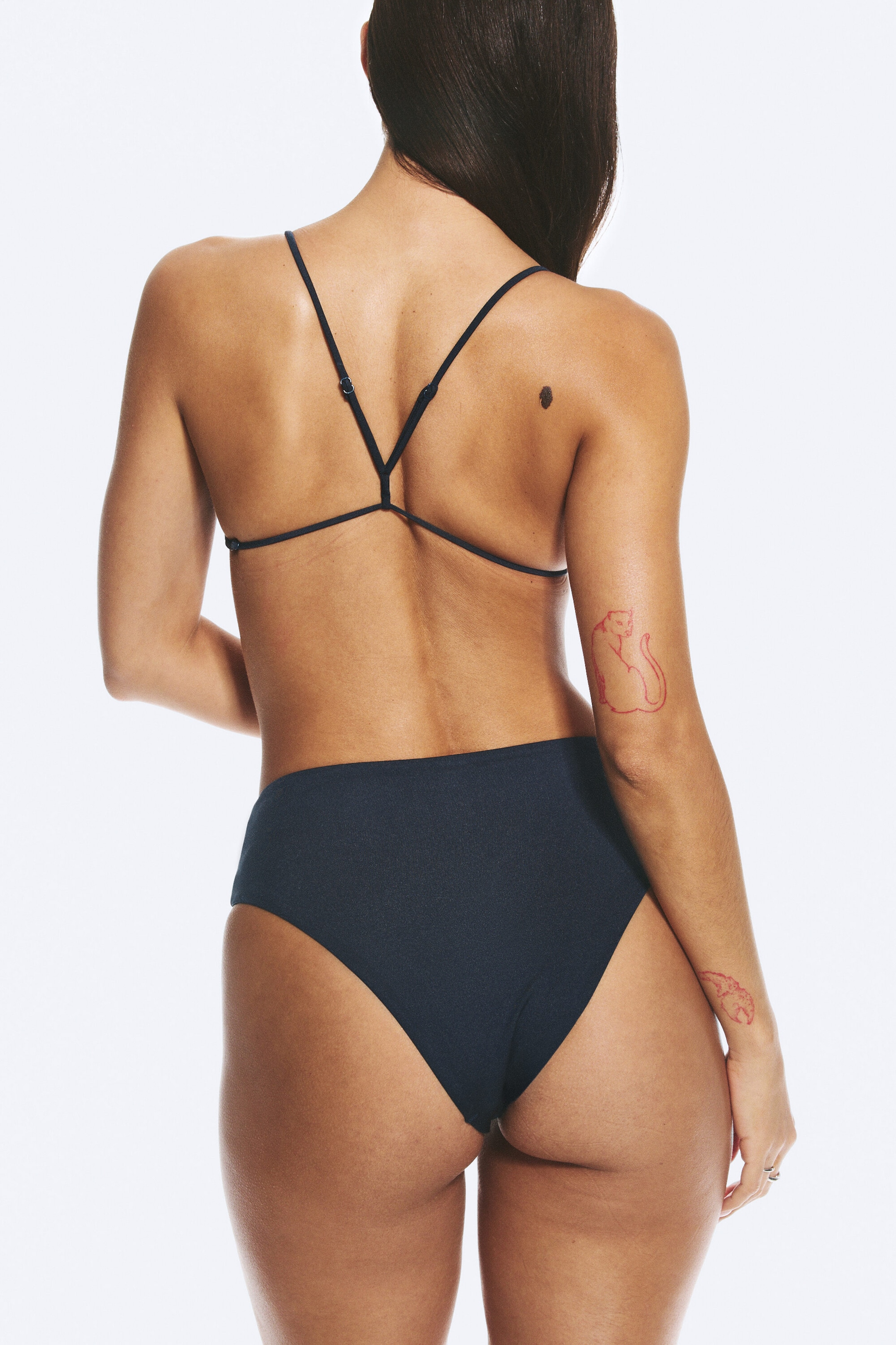 Dark Blue - High Rise Brazilian Bikini Bottoms - 2
