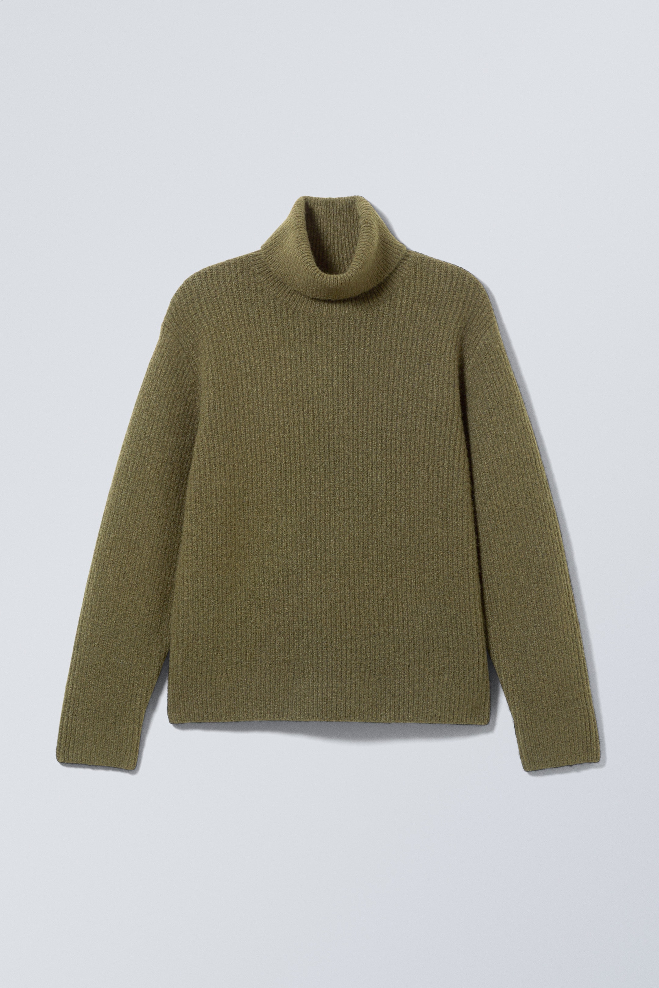 Khaki Green - Renzo Relaxed Wool Blend Turtleneck - 0