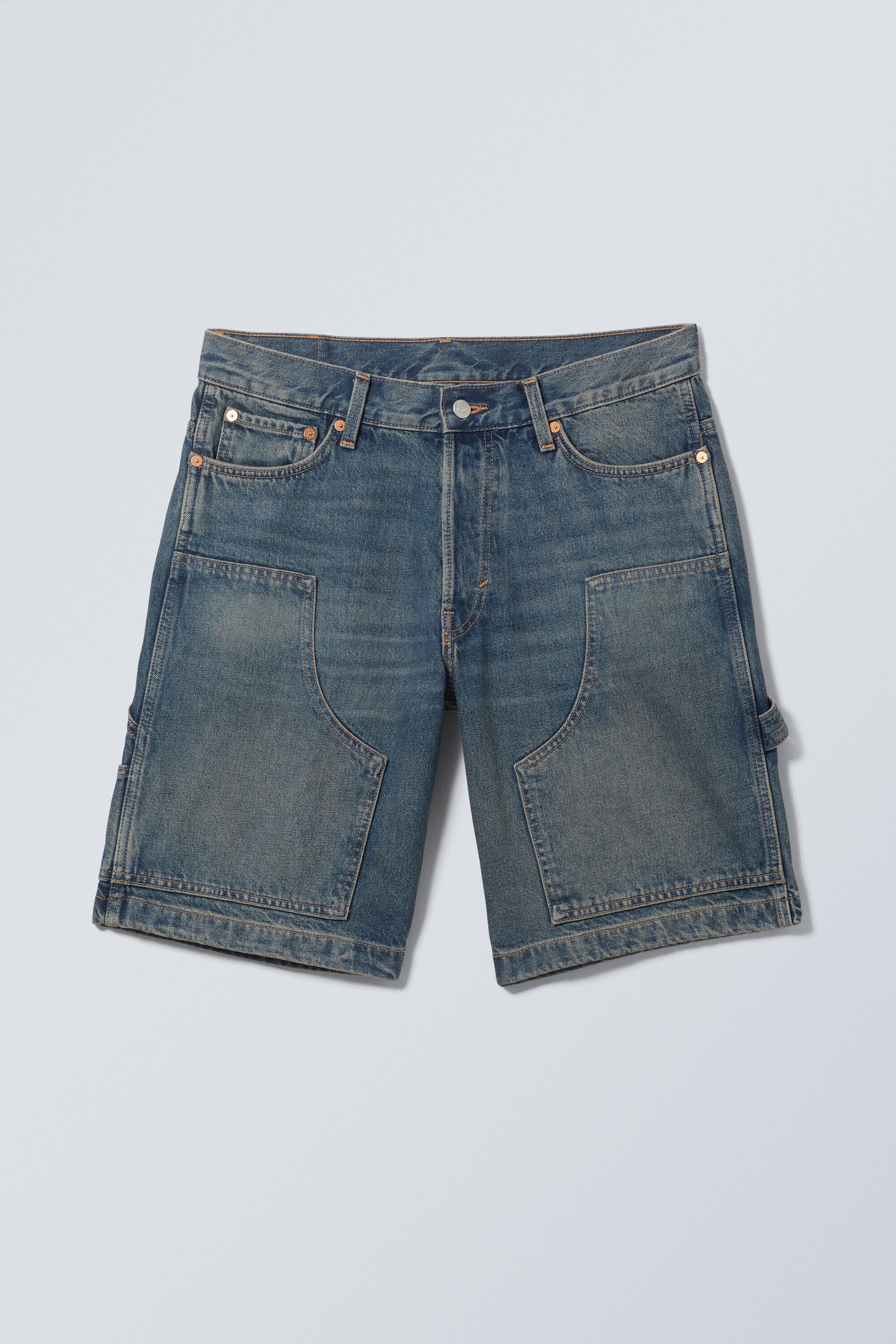 low carpenter denim shorts - Steel Blue | Weekday EU