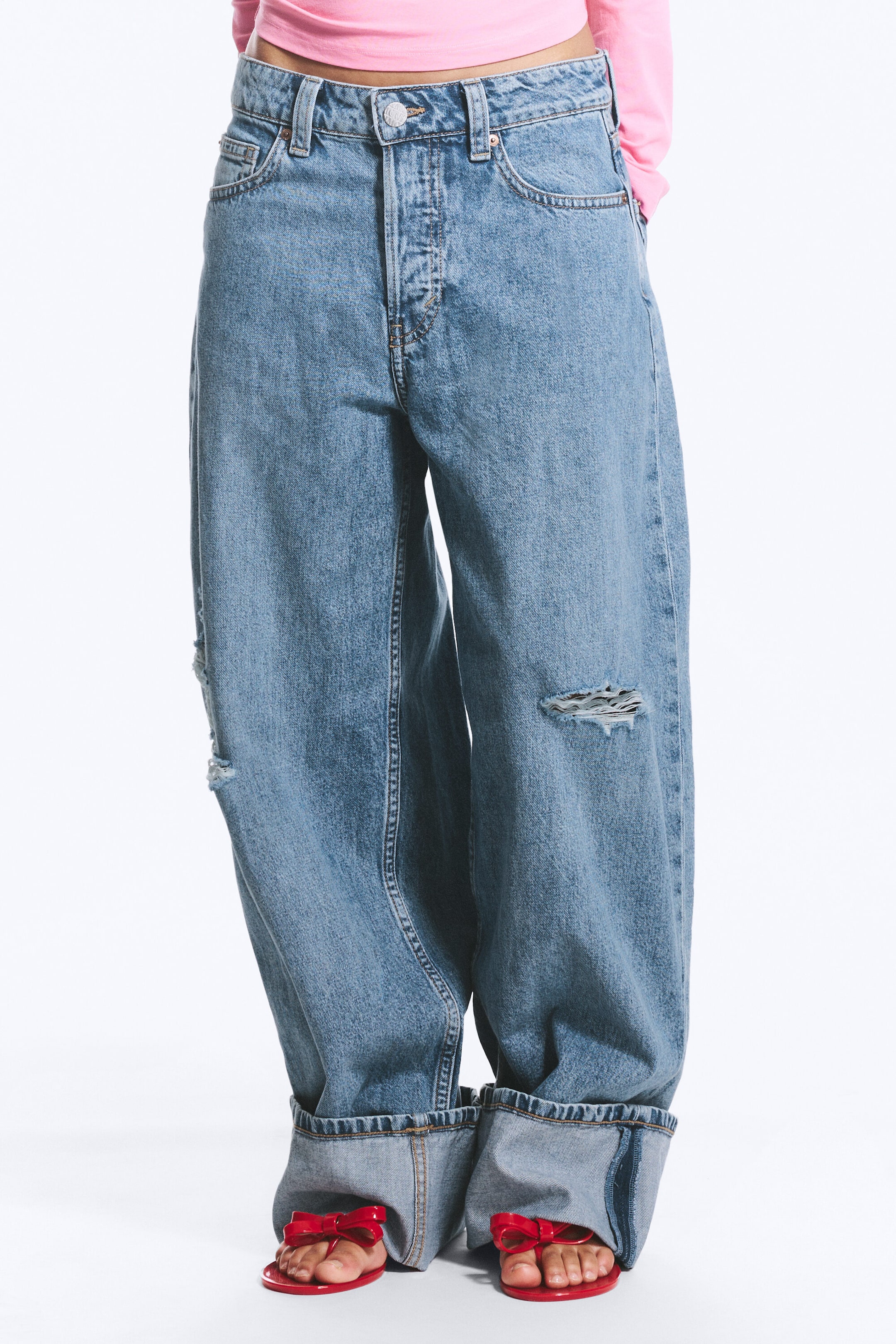 Lake Worn - Denim Blue Medium - Peggy Low Rise Loose Baggy Jeans - 2