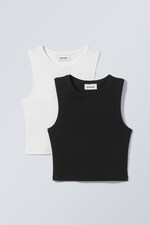 Black White - 2-pack Pure Crop Tank Top - 0