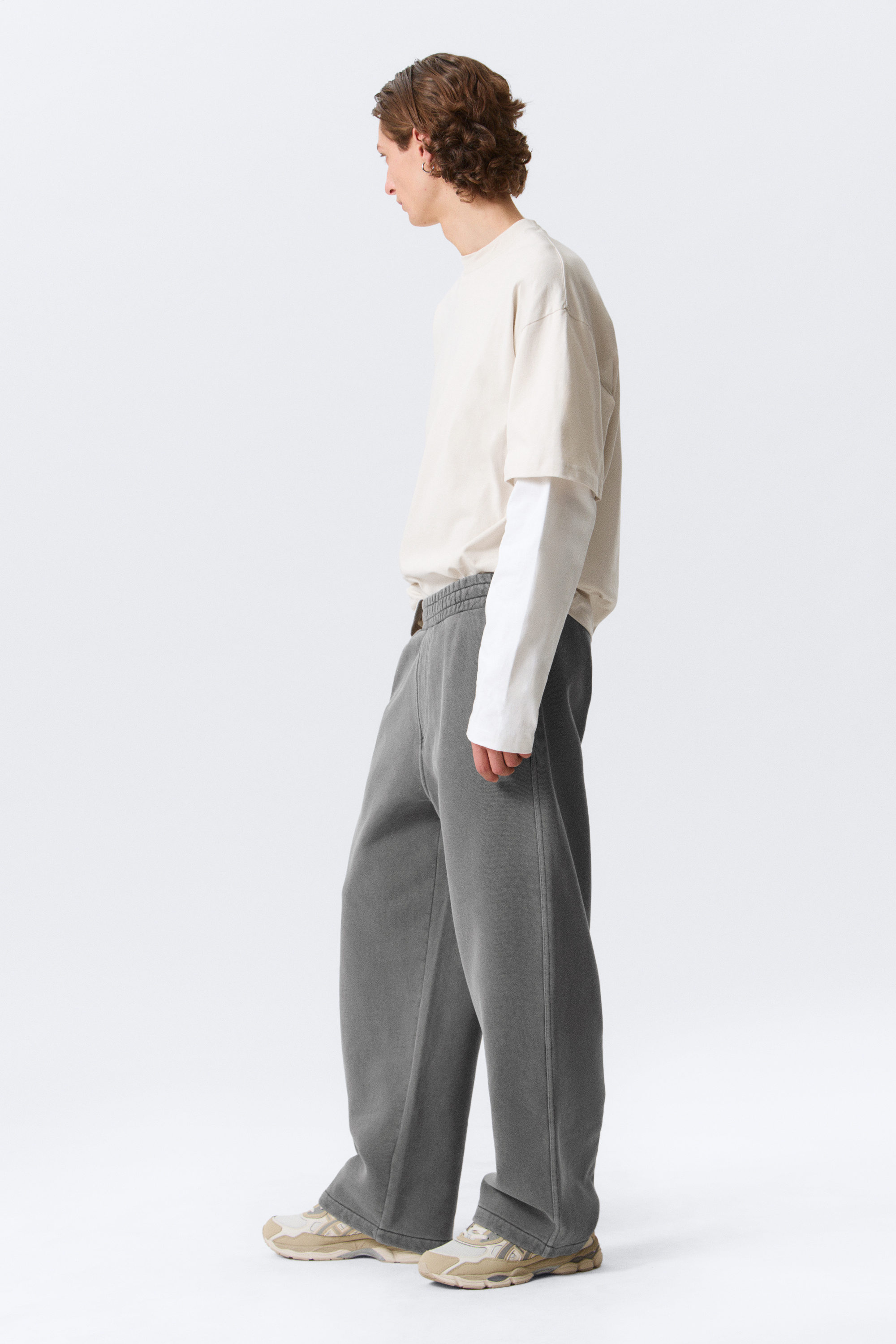 Washed Dark Grey - Loose Heavyweight Cotton Terry Sweatpants - 2