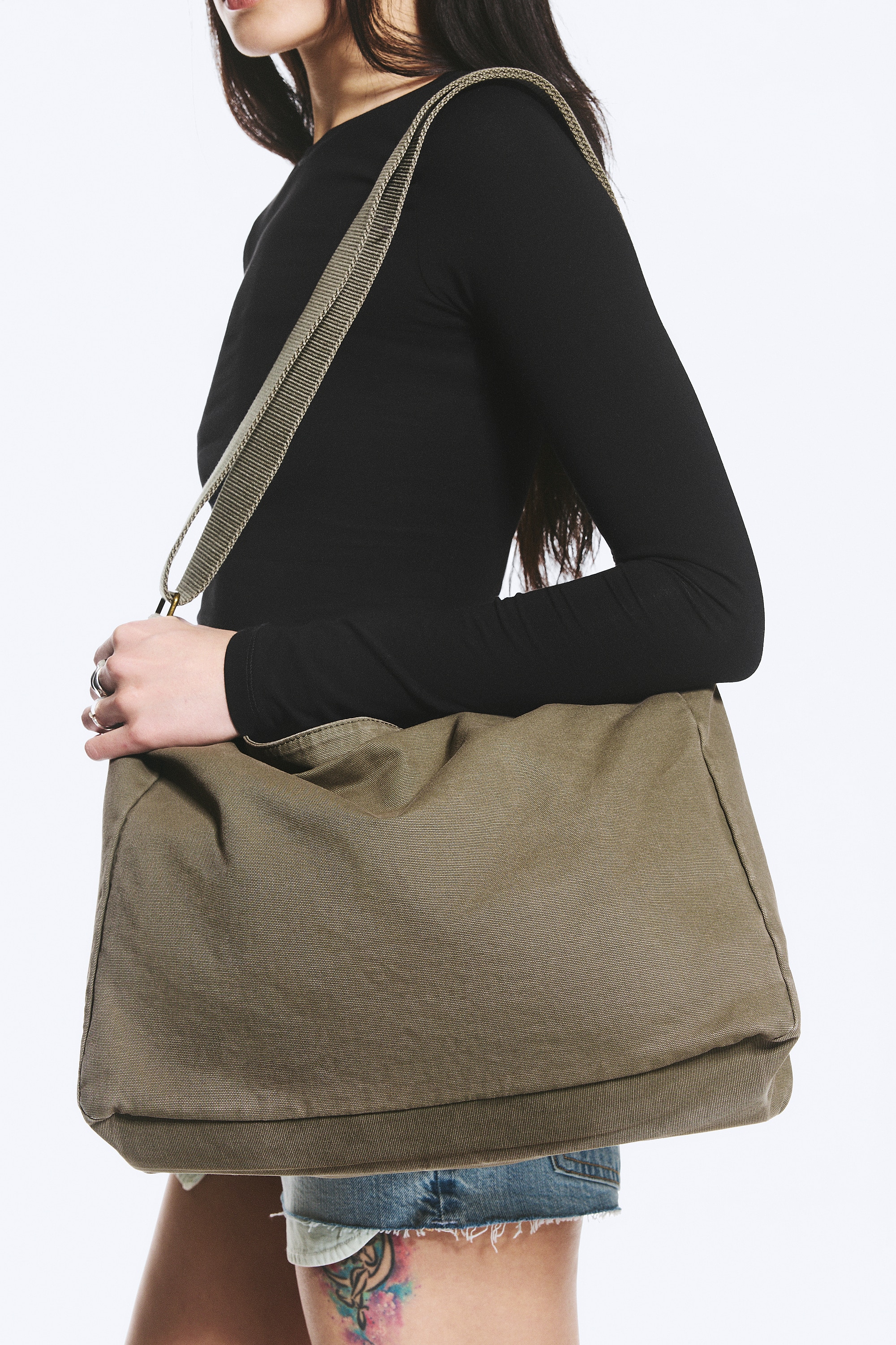 Uniszex Vászon Válltáska - Khaki Zöld