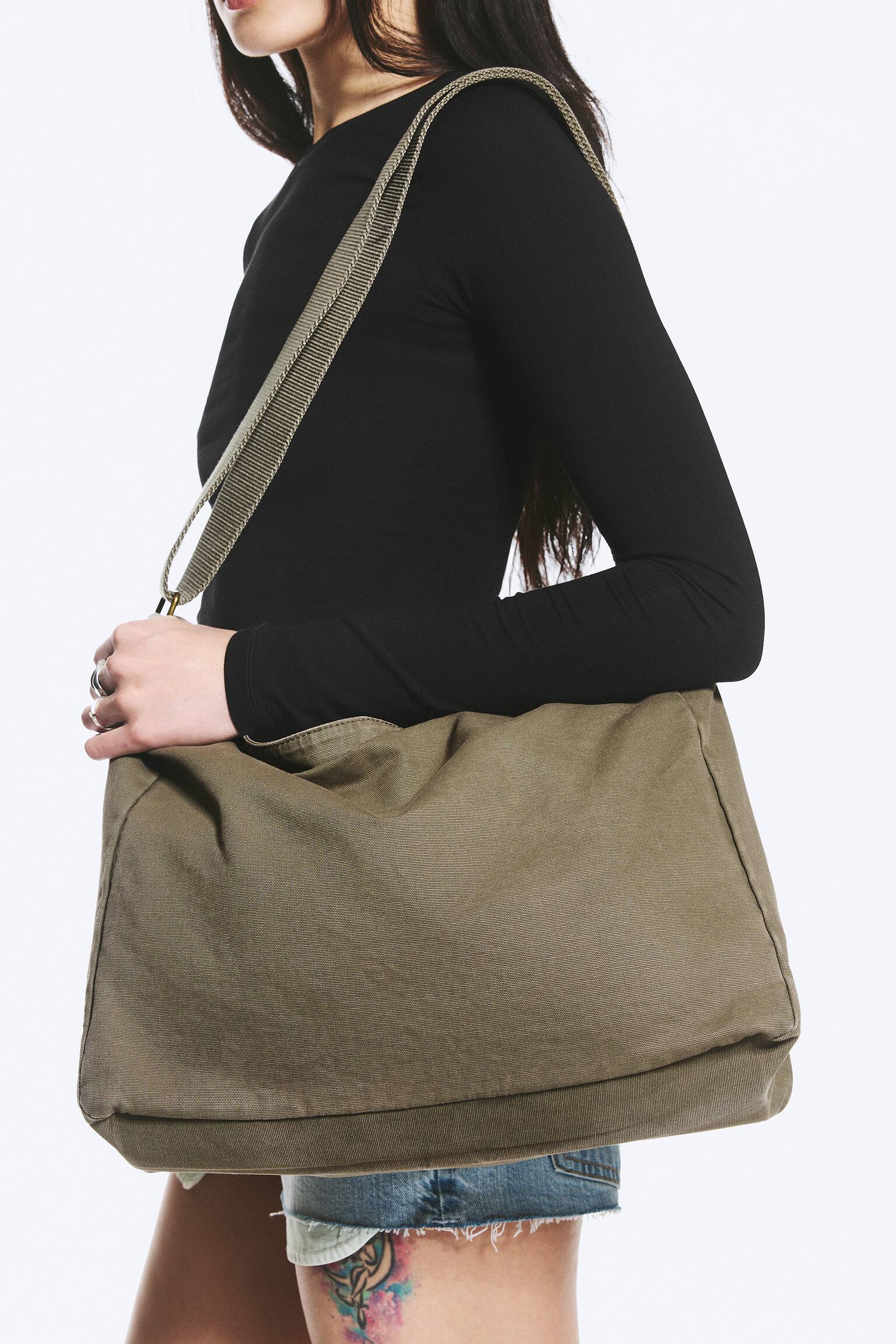 Sac à bandoulière unisexe en toile-Vert kaki - 3